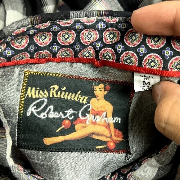 Robert Graham Shirt Men Medium Multicolor Plaid Miss Rumba Classic Fit Flip Cuff - Picture 3 of 11